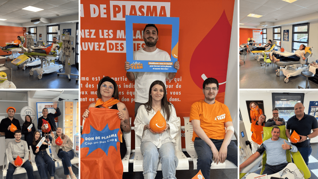 Photos de l'équipe EB16 lors des dons de sang et plasma